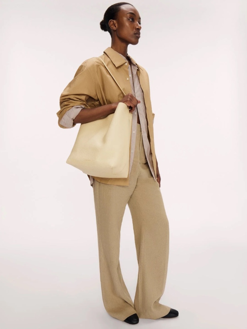 Brand New Mansur Gavriel Pebbled Leather Everyday Cabas Tote Bag Jasmine